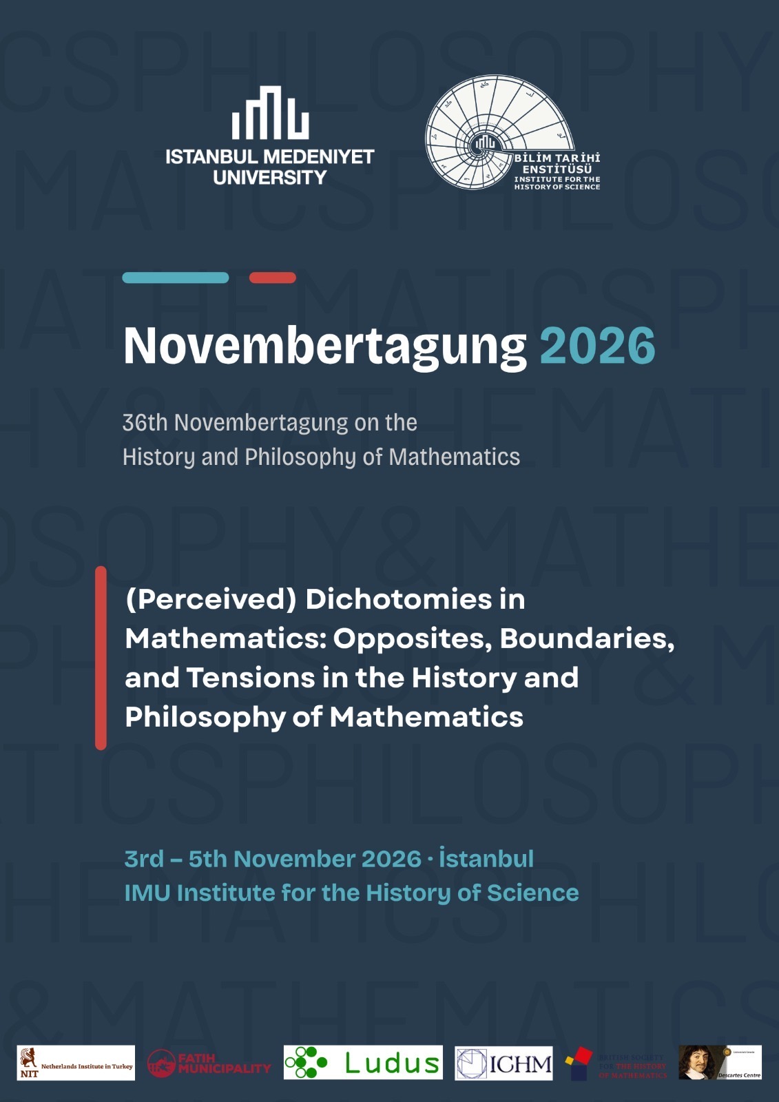 36. Novembertagung Uluslararası Matematik Tarihi ve Felsefesi Sempozyumu afişi