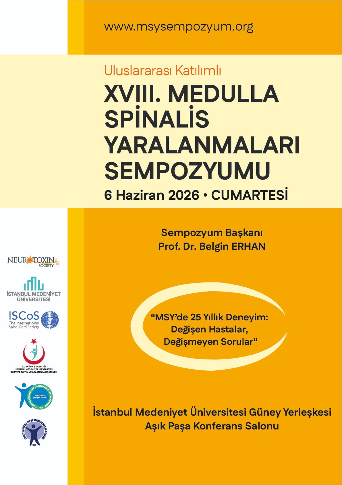 XVIII. Medulla Spinalis Yaralanmaları Sempozyumu & The International Spinal Cord Society (ISCoS) Joint Meeting afişi