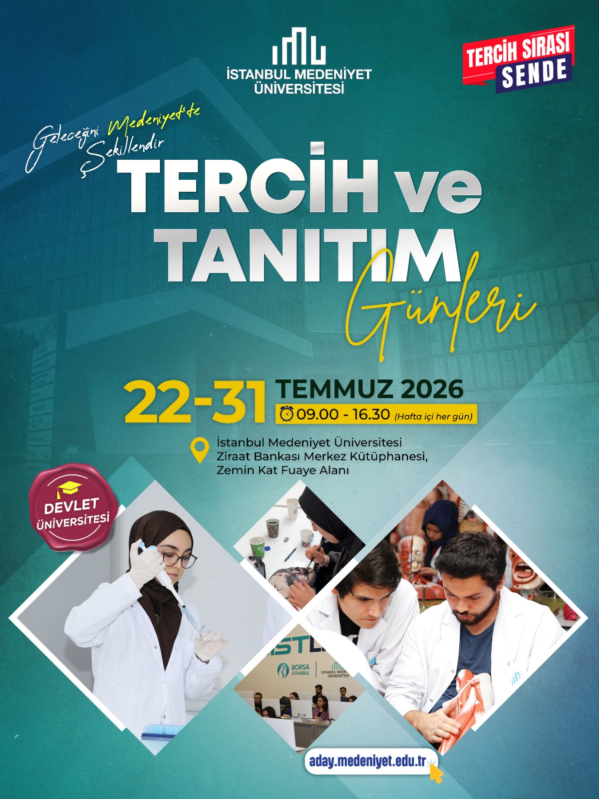İstanbul Medeniyet Üniversitesi Tercih ve Tanıtım Günleri afişi